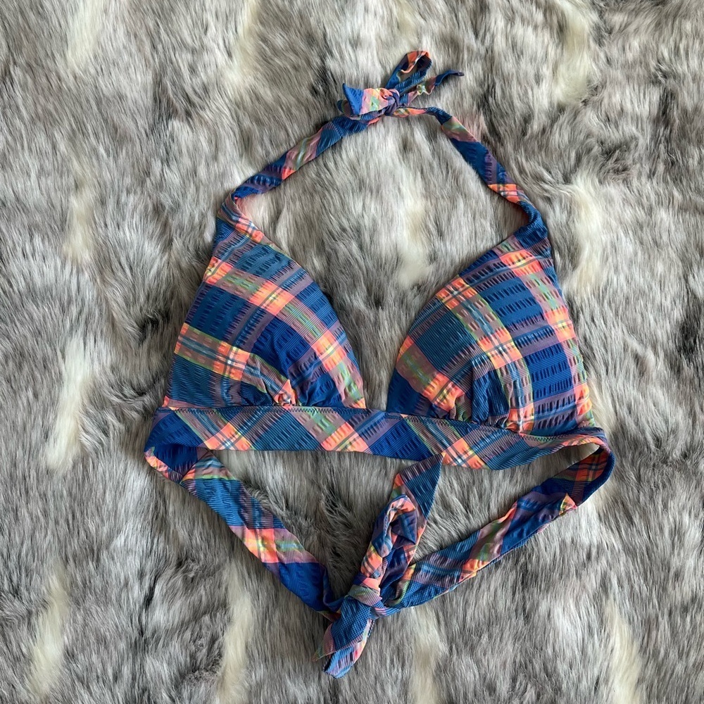 Victoria’s Secret retro Plaid Bikini Swim Top Pink sz small S - Picture 1 of 4